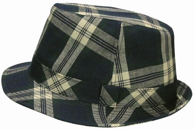綿麻チェックの帽子の製作例１